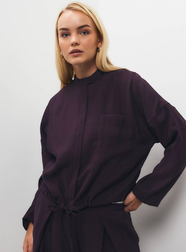 Dark Purple Funnel Neck Shacket 10
